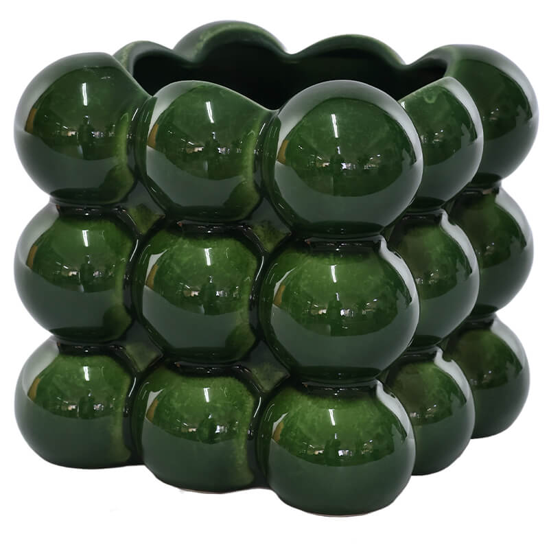 Square green bubble vase