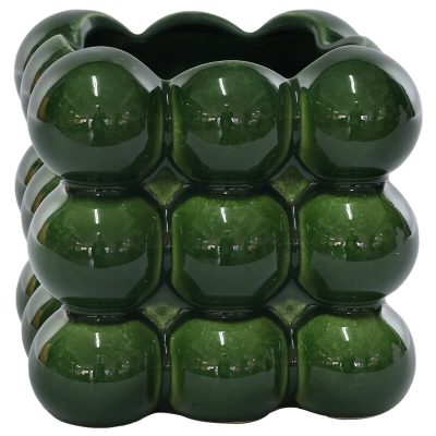 Square green bubble vase
