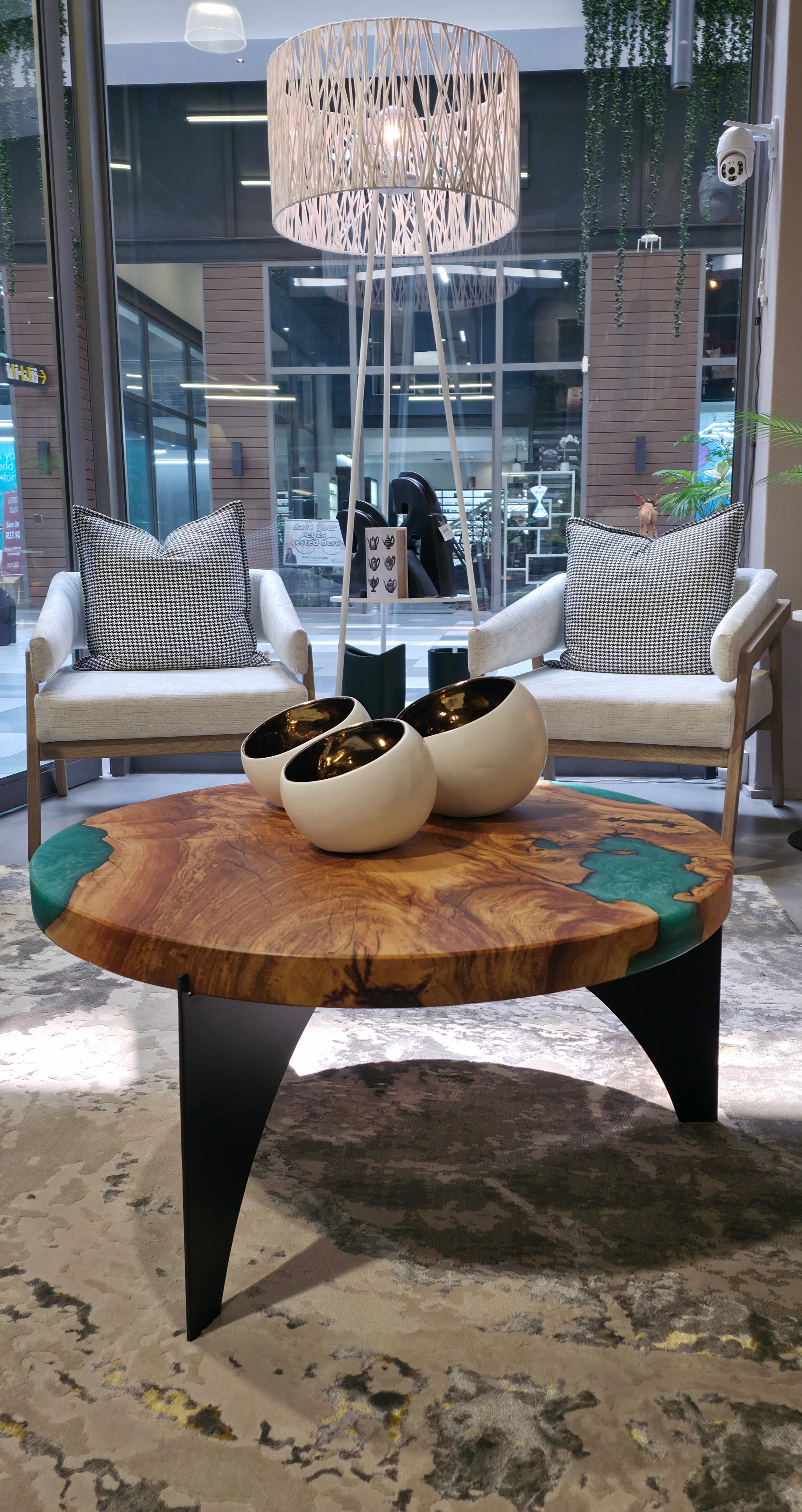 Aqua resin infused coffee table