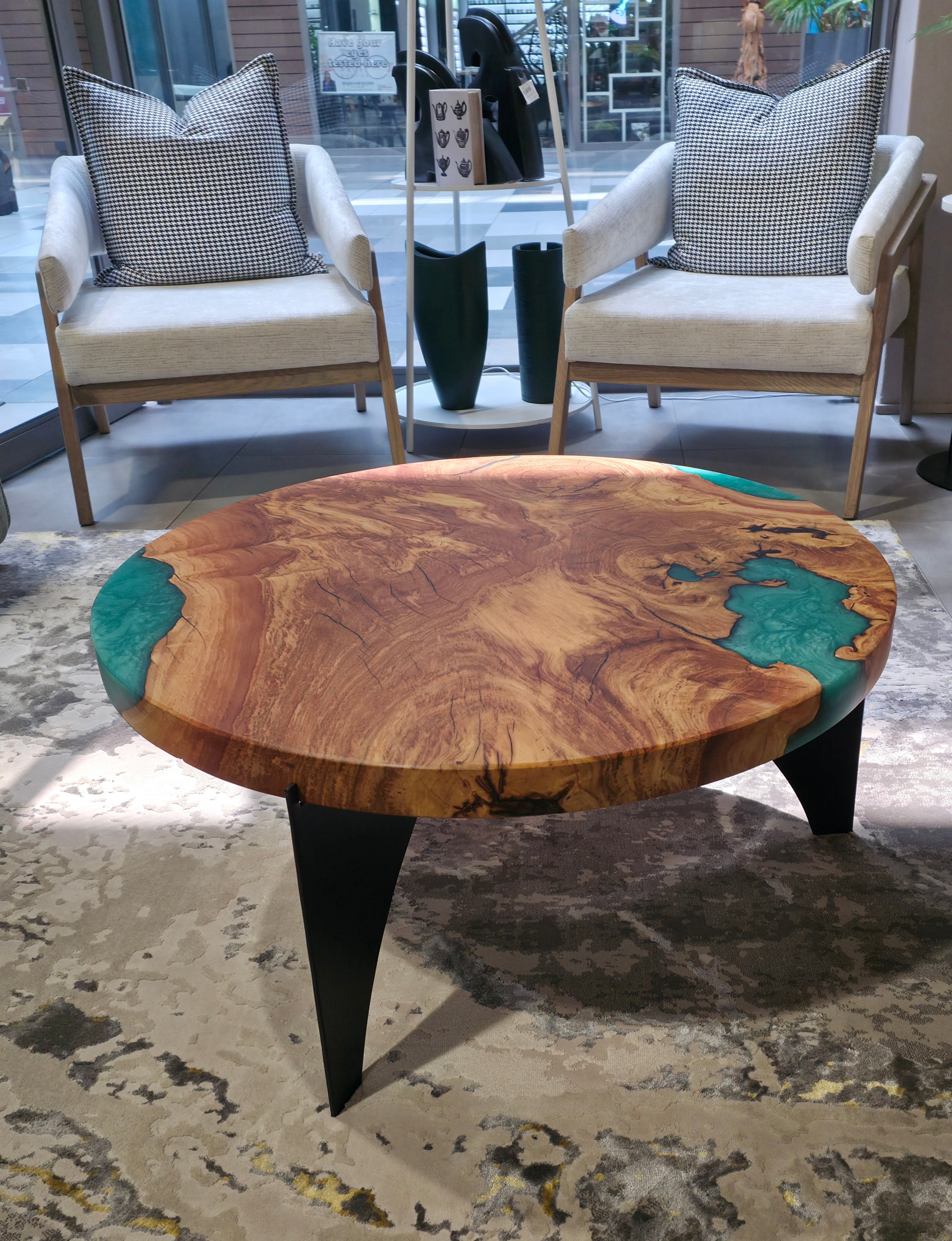 Aqua resin infused coffee table