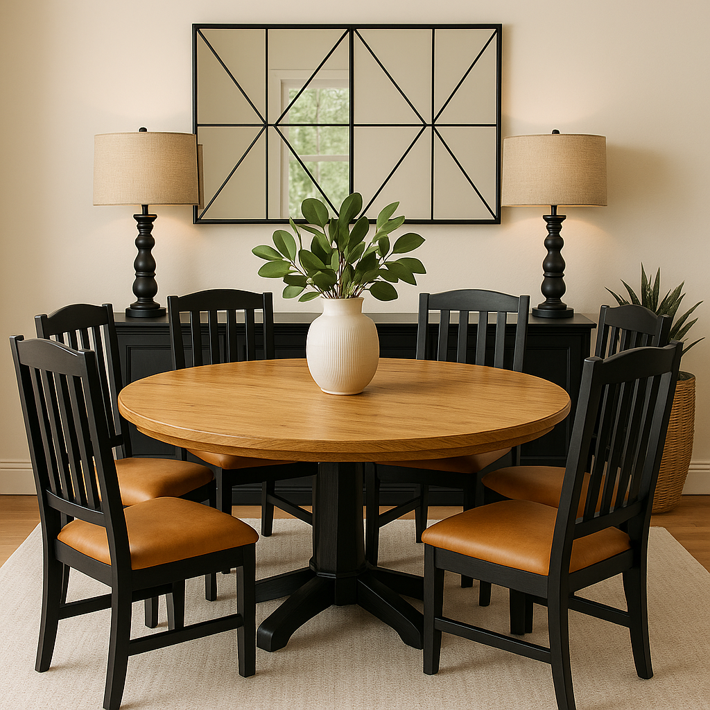 Black and brown infused dinning room table