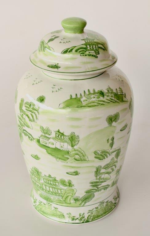 Chinese  green scenic ginger jar