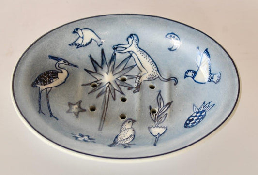 Soap dish blue and white tiger moon