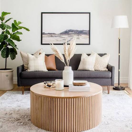 Round fluted oak coffee table