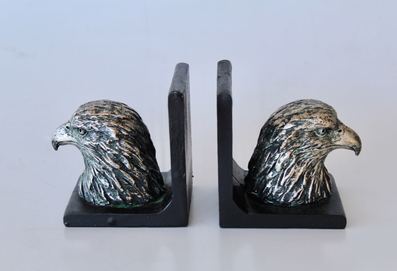 PAIR OF SILVER EAGLE BOOKENDS