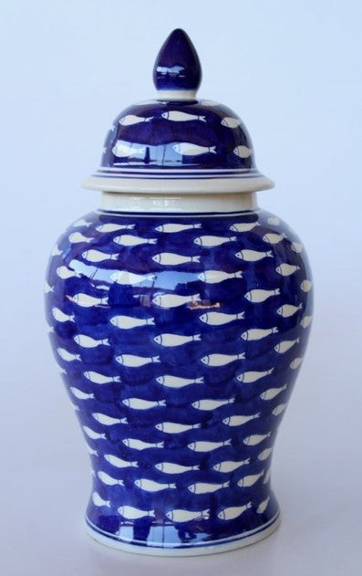 Ginger jar with fish designs
