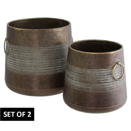 Metal handled pot set of two
