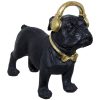 Bull dog with earphones