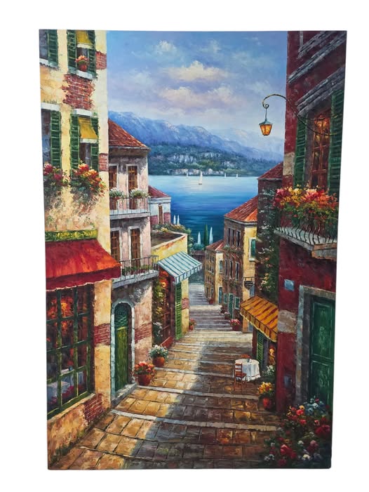 Oil painting streets of europe