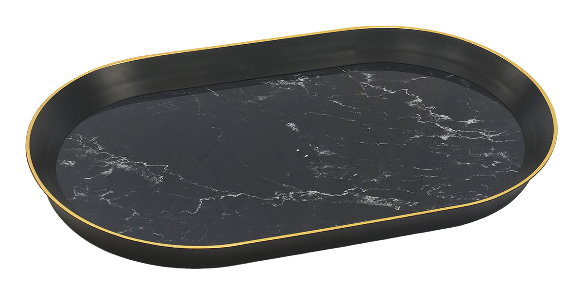 Black oval tray