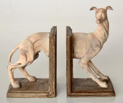 PALE WHIPPET PAIR OF BOOKENDS