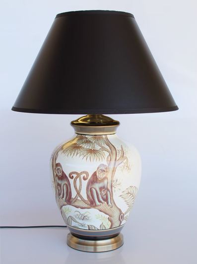 Brown Off White Monkey Lamp Off black Shade