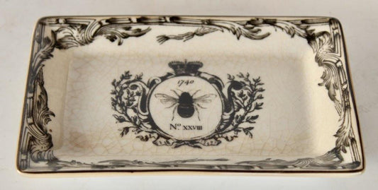 Small black and white bee plate