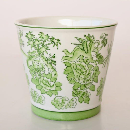 Small lime green floral planter