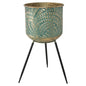 Green and gold tripod pot holder