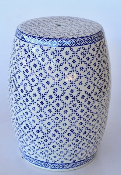 White and blue garden stool