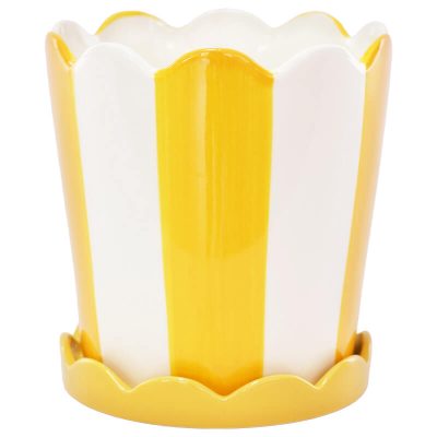 Yellow and white scalloped pot