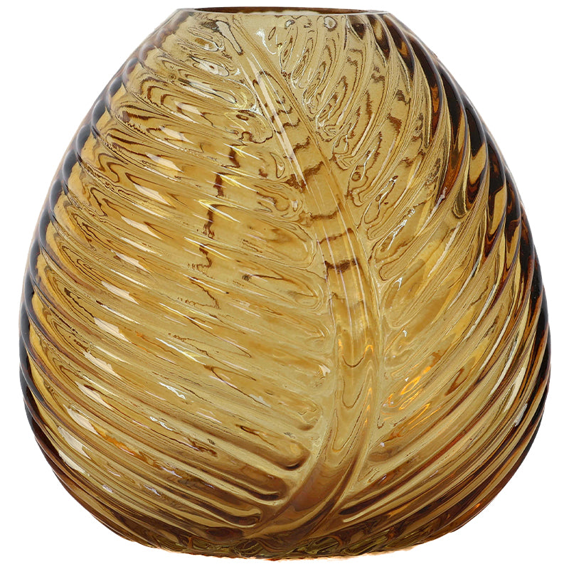 Amber leaf bud vase