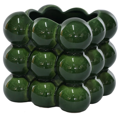 Square green bubble vase