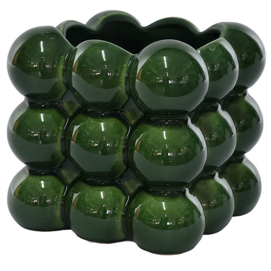 Square green bubble vase