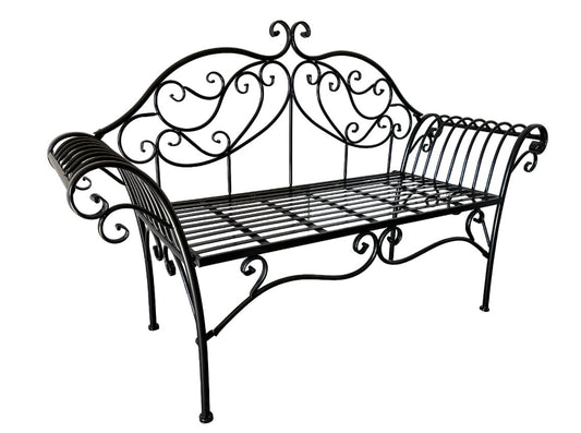 Two seater ornate black bench