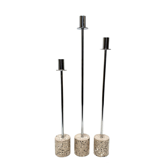 Stone candle holders set of three