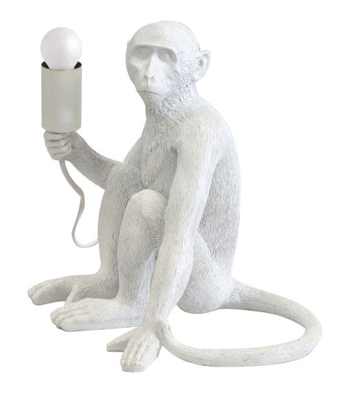 RESIN MONKEY LAMP TORCH WHITE