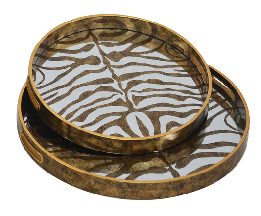 Glass tray round mirrio zebra