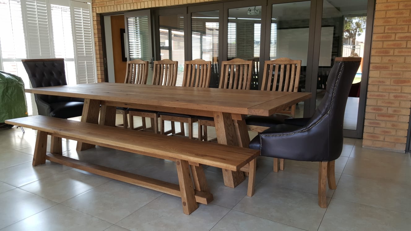 12 seater Solid Oak Table and Chairs